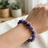Natural Chevron Amethyst Beaded Stretch Bracelet