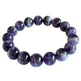 Natural Chevron Amethyst Gemstone Stretch Bracelet