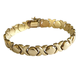 Vintage 14K Yellow Gold Hugs and Kisses (XOXO) Link Bracelet