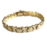 Vintage 14K Yellow Gold Hugs and Kisses (XOXO) Link Bracelet