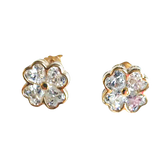 14K Gold & Premium Cubic Zirconia Clover Stud Earrings