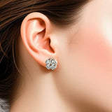 14K Gold & Premium Cubic Zirconia Clover Stud Earrings