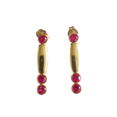 4K Gold Dangle Earrings with Lap Created Color Stone Accents