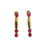4K Gold Dangle Earrings with Lap Created Color Stone Accents