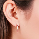 4K Gold Dangle Earrings with Lap Created Color Stone Accents