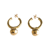 14K Gold Hoop Earrings with Gold Ball Charm