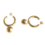 14K Gold Hoop Earrings with Gold Ball Charm
