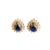 14K Gold Pear-Cut Lap Created Color Stone Stud Earrings