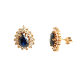 14K Gold Pear-Cut Lap Created Color Stone Stud Earrings