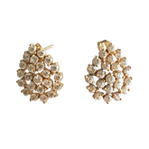 14K Gold Teardrop Pave Brilliant-cut Stones Cluster Stud Earrings