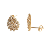 14K Gold Teardrop Pave Brilliant-cut Stones Cluster Stud Earrings