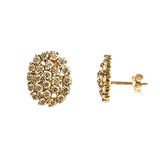 14K Gold Brilliant-Cut Stone Cluster Stud Earrings