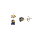 14K Gold Round Lap Created Color Stone Stud Earrings