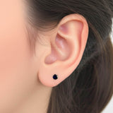 14K Gold Round Lap Created Color Stone Stud Earrings