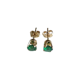 14K Gold Round Lap Created Color Stone Stud Earrings