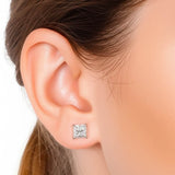 14K Gold Square Premium Cubic Zirconia Stud Earrings