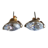 14K Yellow Gold Marquise-Cut Stud Earrings with V-Prong Setting