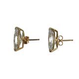 14K Yellow Gold Marquise-Cut Stud Earrings with V-Prong Setting