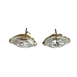 14K Yellow Gold Marquise-Cut Stud Earrings with V-Prong Setting