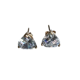 14K Gold Premium Cubic Zirconia and Amethyst Square Halo Stud Earrings