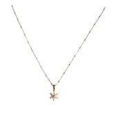 Elegant Two-Tone Gold Chain with Flower Charm Necklace