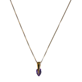 14K Gold Box Chain Necklace with Marquise-Cut Amethyst Pendant