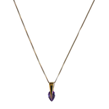 14K Gold Box Chain Necklace with Marquise-Cut Amethyst Pendant