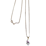 14k Gold Long Length Necklace with Pear-Shaped Premium Cubic Zirconia Pendant