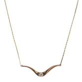 14K Gold V-Shape Diamond Accent Necklace