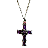 Amethyst Cross Pendant on Silver Chain