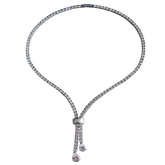 Dazzling Sterling Silver Top Grade Premium Cubic Zirconia Lariat Necklace