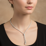 Dazzling Sterling Silver Top Grade Premium Cubic Zirconia Lariat Necklace