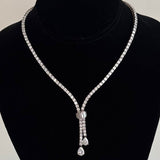Dazzling Sterling Silver Top Grade Premium Cubic Zirconia Lariat Necklace