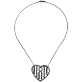 Sterling Silver Openwork "Abacus" Heart Pendant Necklace with Bezel-Set Clear Cubic Zirconia