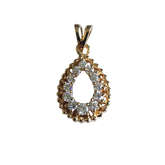 14K Gold Teardrop Pave Sparking Pendant