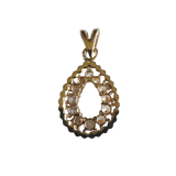 14K Gold Teardrop Pave Sparking Pendant