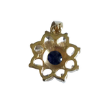 14K Gold Lap Created Color Stone and Sparking Stones Cluster Flower Charm