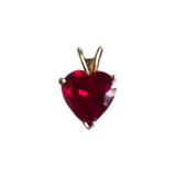 14K Gold Heart-Shaped Lap Created Color Stone Charm