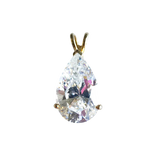 14K Gold Premium Cubic Zirconia Pear-Shaped Pendant