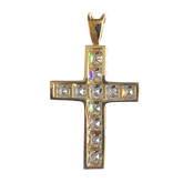 14K Gold and Sparking Stones Cross Pendant