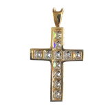 14K Gold and Sparking Stones Cross Pendant
