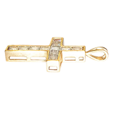 14K Gold and Sparking Stones Cross Pendant