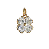 14K Gold & Brilliant Stones Four-Leaf Clover Charm