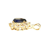 14K Gold Pear-Cut Lap Created Color Stone Pendant