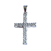 Sterling Silver Brilliant Stone-Accented Cross Pendant