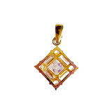 14K Gold Brilliant Stones Square Cluster Charm / Pendant