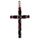 Sterling Silver & Garnet Cross Pendant