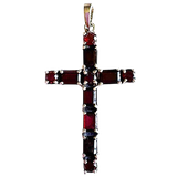 Sterling Silver & Garnet Cross Pendant
