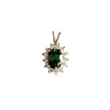 Oval Color Stone and White Stones Cluster Pendant