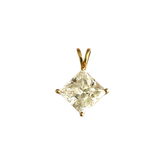 14K Yellow Gold Kite-Set Princess Cut Stone Solitaire Pendant